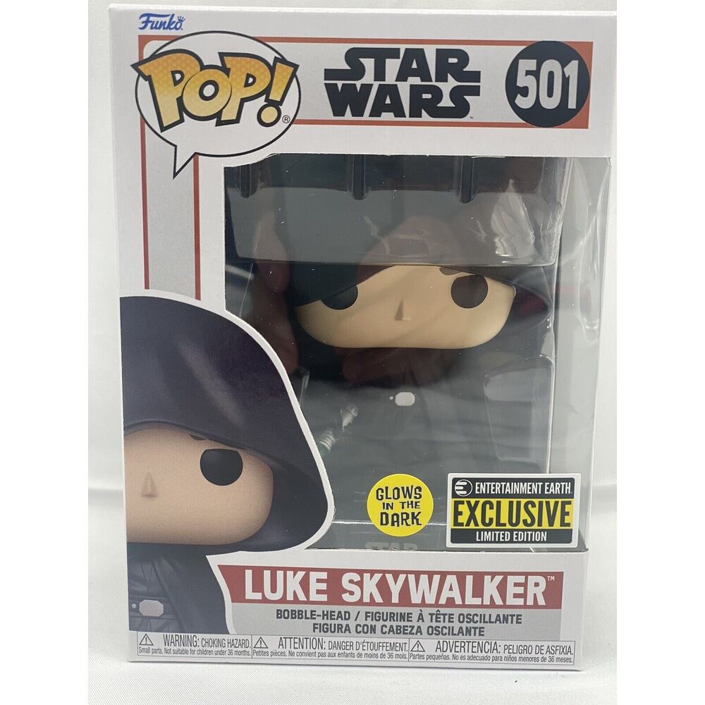 FUNKO POP! Star Wars: Mandalorian Luke Skywalker Glow-in-the-Dark EE Exclusive